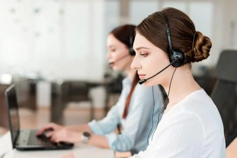 Tech support agent in a call center on a hotline. Business concept Stock Photos