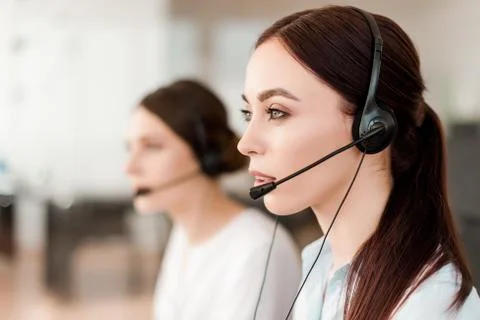 Tech support agent in a call center on a hotline. Business concept Stock Photos