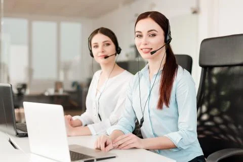 Tech support agent in a call center on a hotline. Business concept Stock Photos