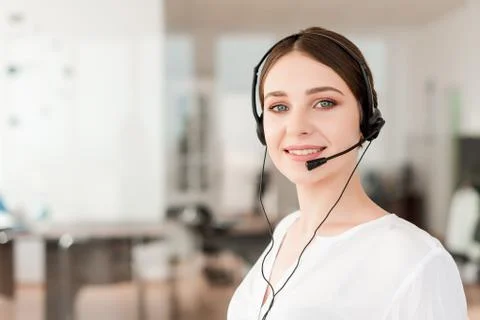 Tech support agent in a call center on a hotline. Business concept Stock Photos