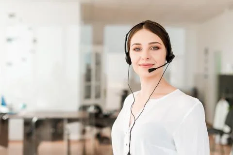 Tech support agent in a call center on a hotline. Business concept Stock Photos