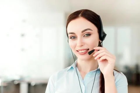 Tech support agent in a call center on a hotline. Business concept Stock Photos