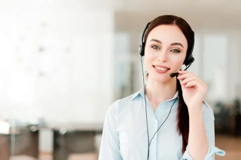 Tech support agent in a call center on a hotline. Business concept Stock Photos