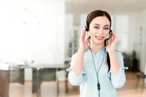 Tech support agent in a call center on a hotline. Business concept Stock Photos