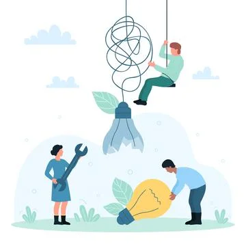 Tech support and maintenance service, tiny people repair and replace broken Stock Illustration