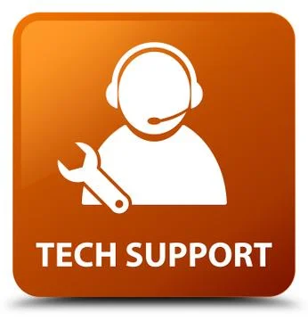 Tech support brown square button Stock Illustration