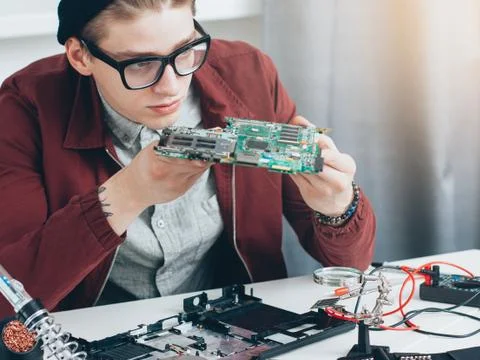 Tech support computer components diagnostics Stock Photos