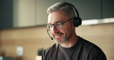 Tech support, consultant and man with headset, home and  help with Stock Footage 321334634