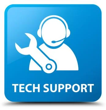 Tech support cyan blue square button Stock Illustration