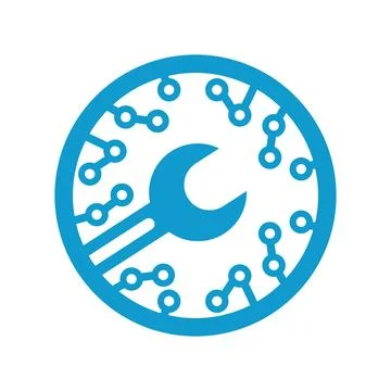 Tech Support Digital Wrench Icon Stock Illustration