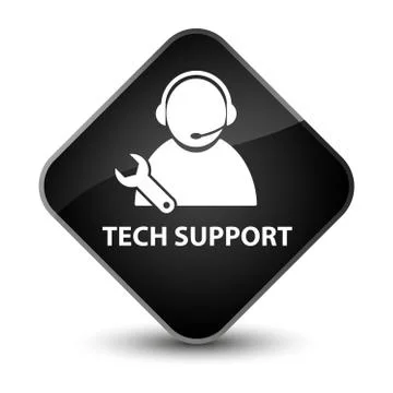 Tech support elegant black diamond button Stock Illustration
