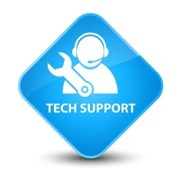 Tech support elegant cyan blue diamond button Stock Illustration
