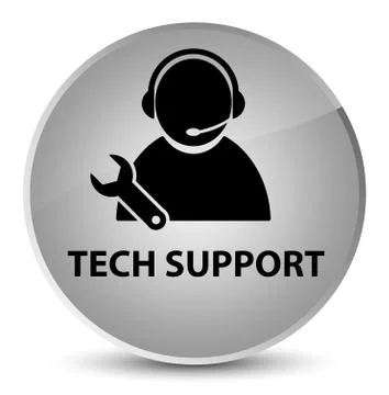 Tech support elegant white round button Stock Illustration