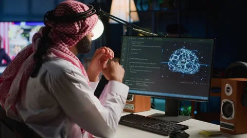 Tech support freelancer writes AI code Stock Footage 256265765