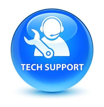 Tech support glassy cyan blue round button Stock Illustration