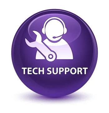 Tech support glassy purple round button Stock Illustration