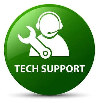 Tech support green round button Stock Illustration
