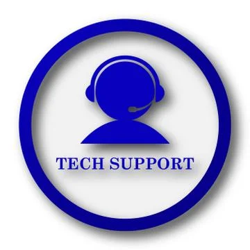 Tech support icon. Blue internet button on white background.. Stock Illustration