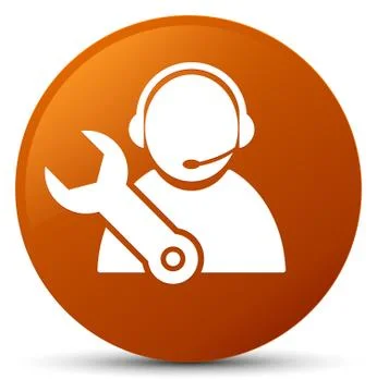 Tech support icon brown round button Stock Illustration