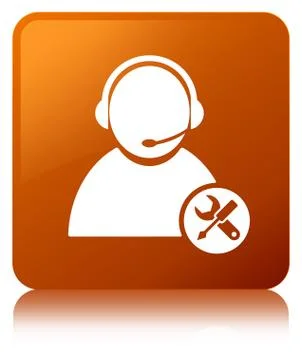 Tech support icon brown square button Stock Illustration