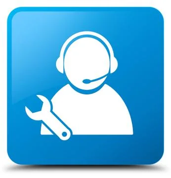 Tech support icon cyan blue square button Stock Illustration