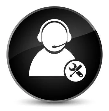 Tech support icon elegant black round button Stock Illustration