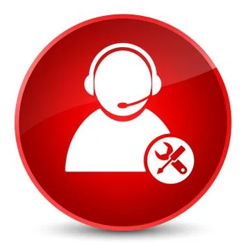 Tech support icon elegant red round button Stock Illustration