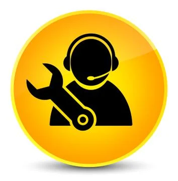 Tech support icon elegant yellow round button Stock Illustration