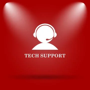Tech support icon. Flat icon on red background.. Stock Illustration