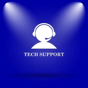 Tech support icon. Flat icon on blue background.. 스톡 일러스트