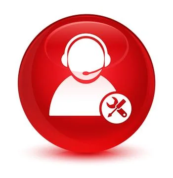 Tech support icon glassy red round button Stock Illustration