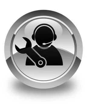 Tech support icon glossy white round button Stock Illustration