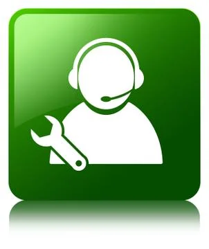 Tech support icon green square button Stock Illustration