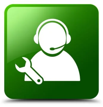Tech support icon green square button Stock Illustration
