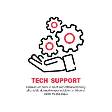 Tech support icon. Hand with gears. Operator call center and services icons.  Stock Illustration