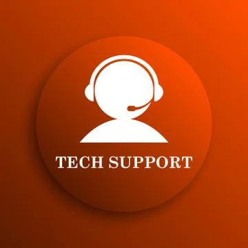 Tech support icon. Internet button on orange background. 스톡 일러스트