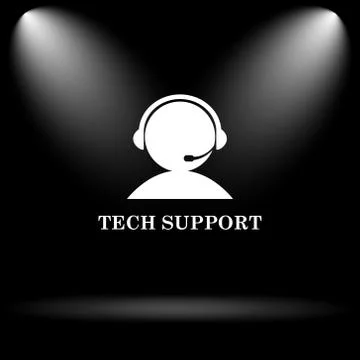 Tech support icon. Internet button on black background.. Stock Illustration