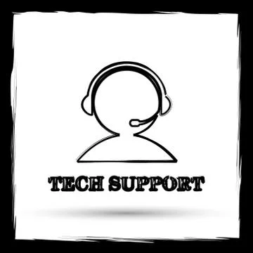Tech support icon. Internet button on white background. Outline design imitat Stock Illustration