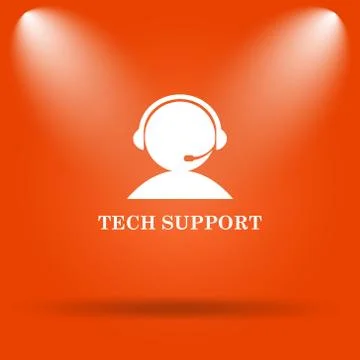 Tech support icon. Internet button on orange background.. Illustrazione stock