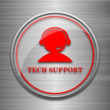 Tech support icon. Internet button on metallic background.. 스톡 일러스트