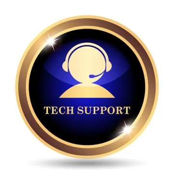 Tech support icon. Internet button on white background.. Illustrazione stock