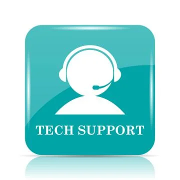Tech support icon. Internet button on white background.. Illustrazione stock
