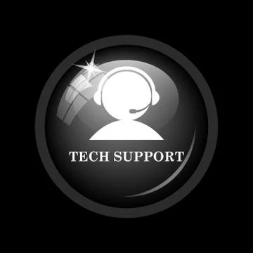 Tech support icon. Internet button on black background. . Stock Illustration