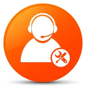 Tech support icon orange round button Stock Illustration