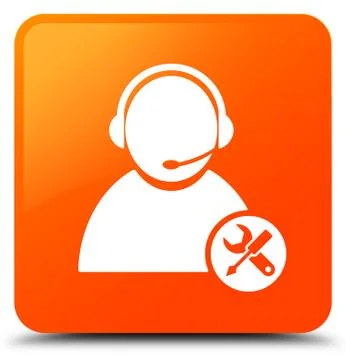 Tech support icon orange square button Stock Illustration