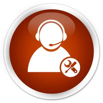 Tech support icon premium brown round button Stock Illustration