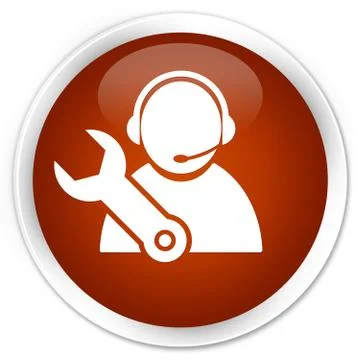 Tech support icon premium brown round button Stock Illustration
