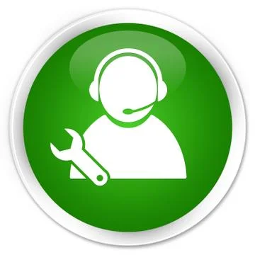 Tech support icon premium green round button Stock Illustration