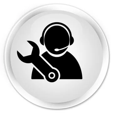 Tech support icon premium white round button Stock Illustration