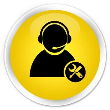Tech support icon premium yellow round button Stock Illustration